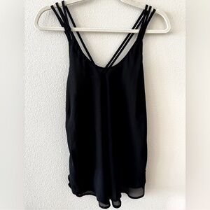 Chiffon double layer sheet strappy black cami top sz L